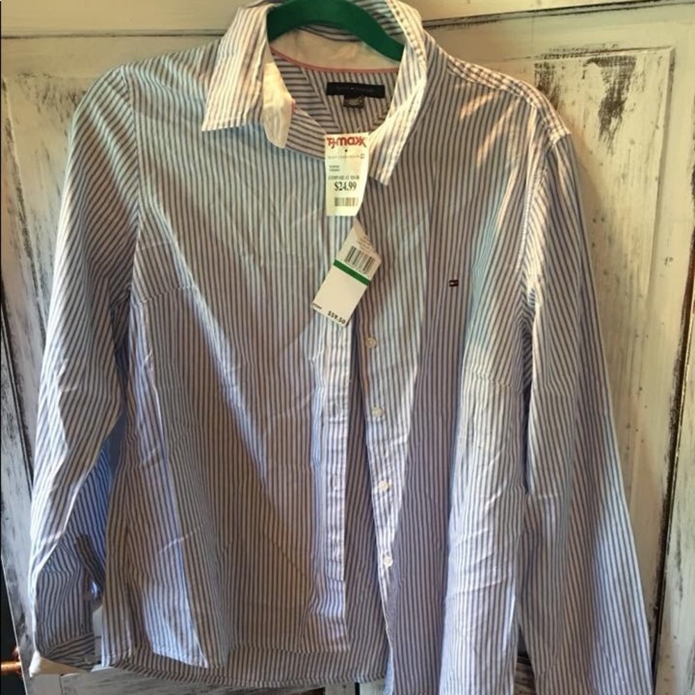 Tommy Hilfiger blue pinstriped button down